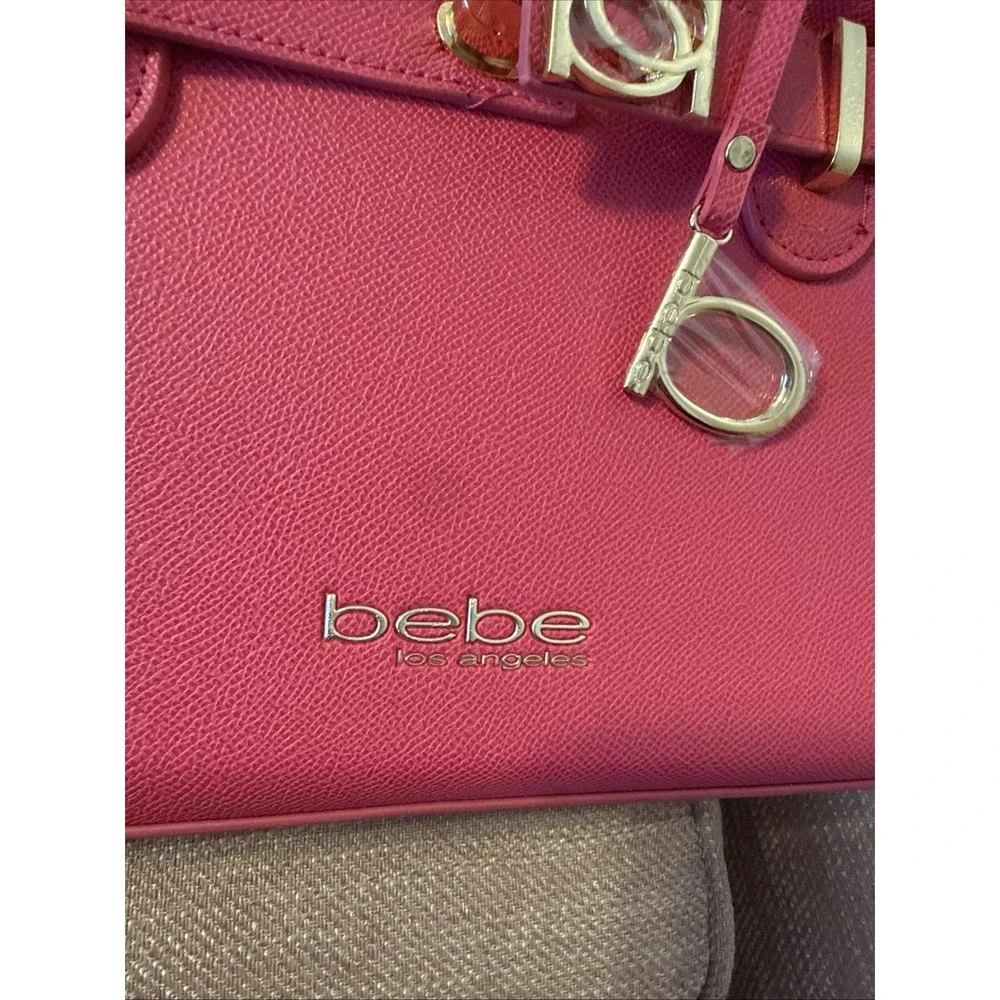BEBE Orchid Evie Satchel Bag With Shoulder Strap Hot Pink Fuchsia NWT - Picture 7 of 16